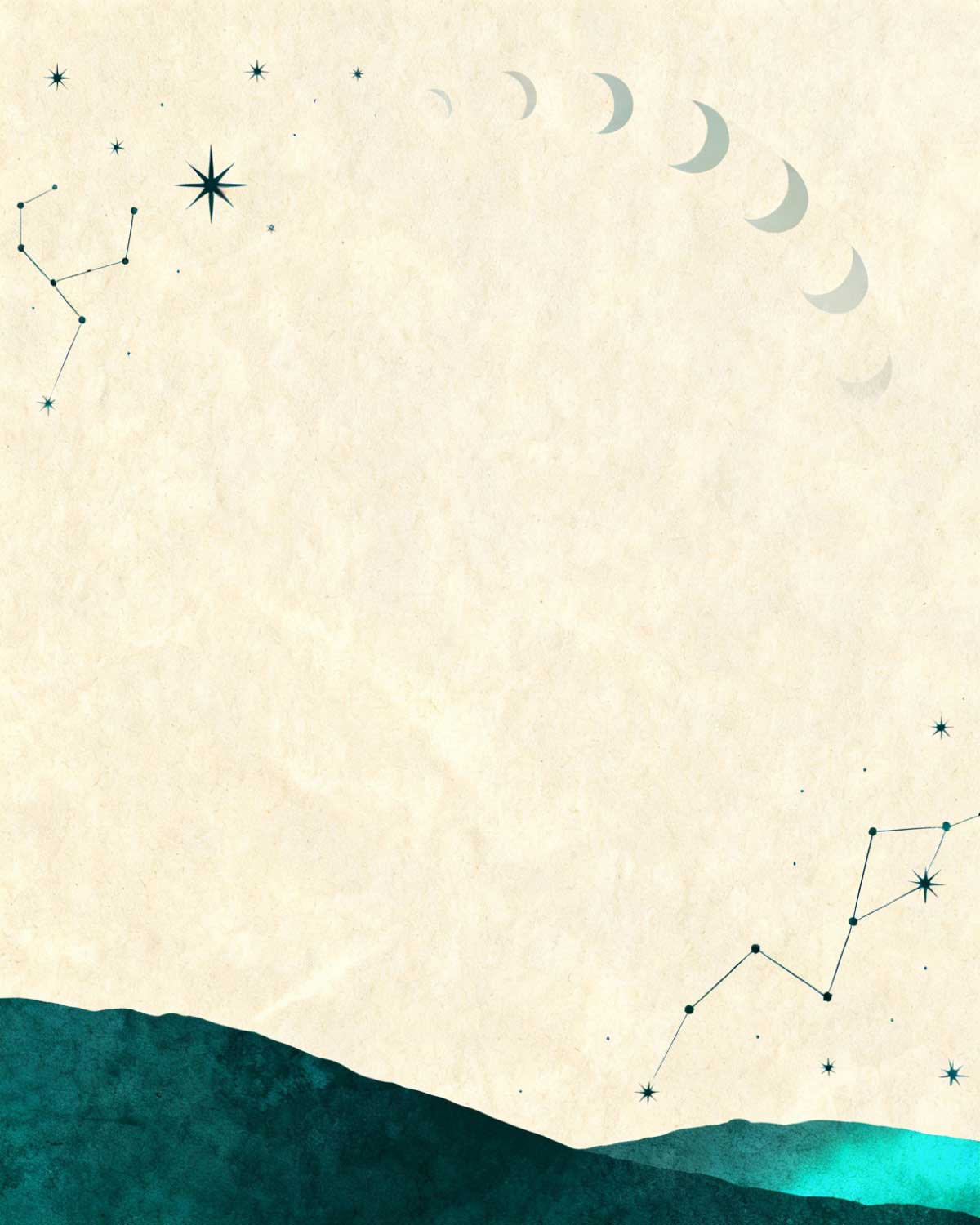 Soft celestial scene with warm earth tones and a calm, grounded spiritual mood