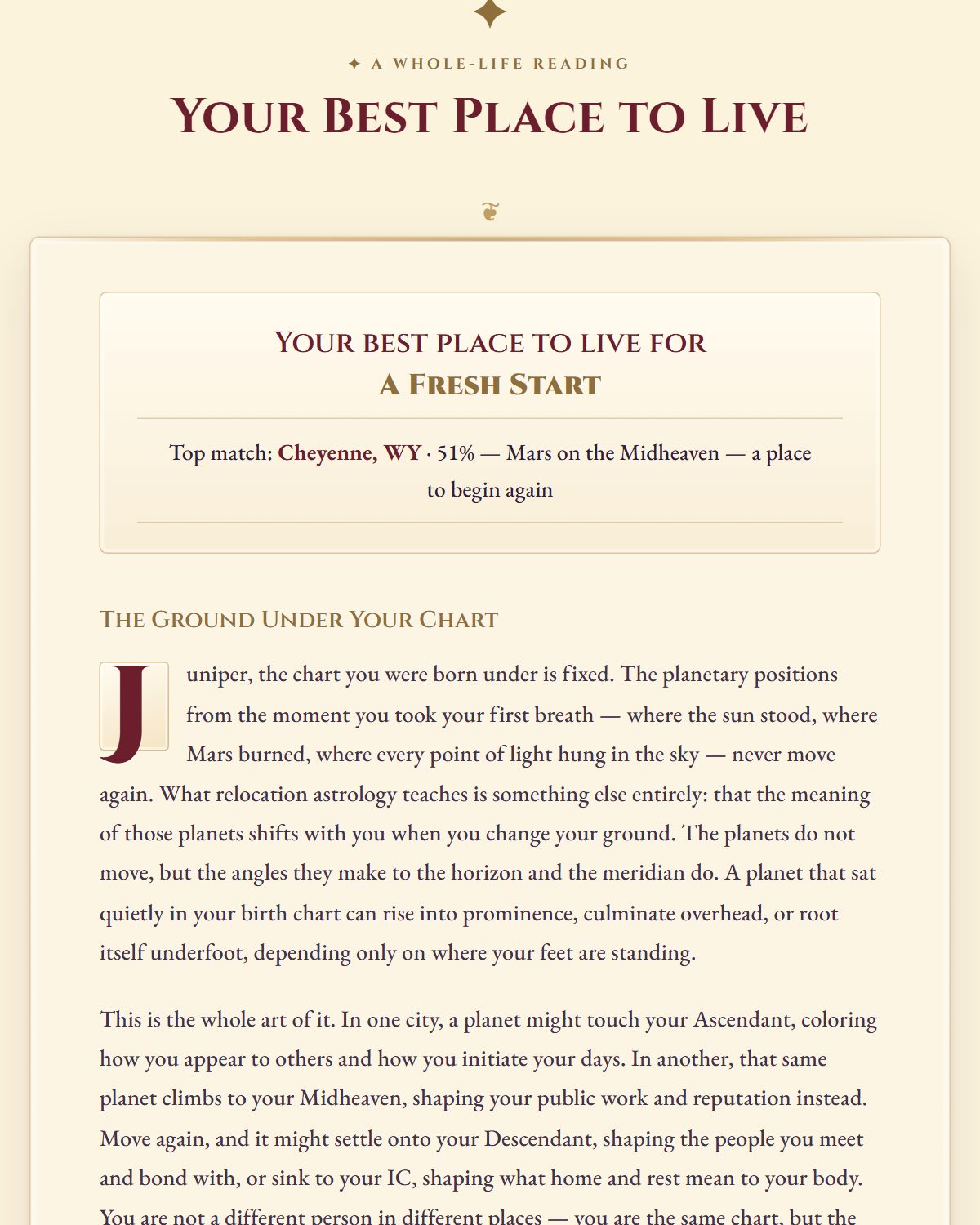 Your top match for the intention you chose