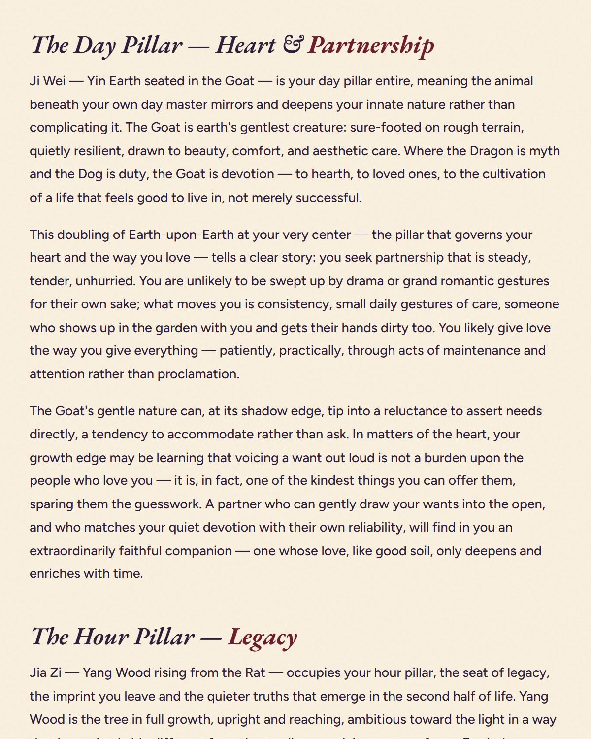The Day Pillar — heart and partnership