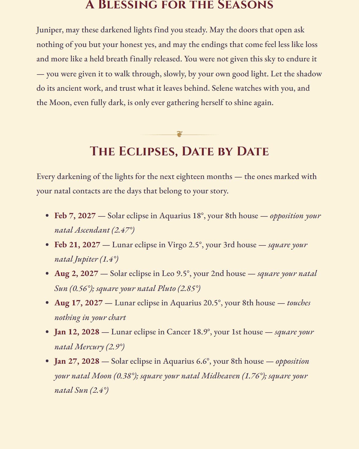 Every eclipse, date by date