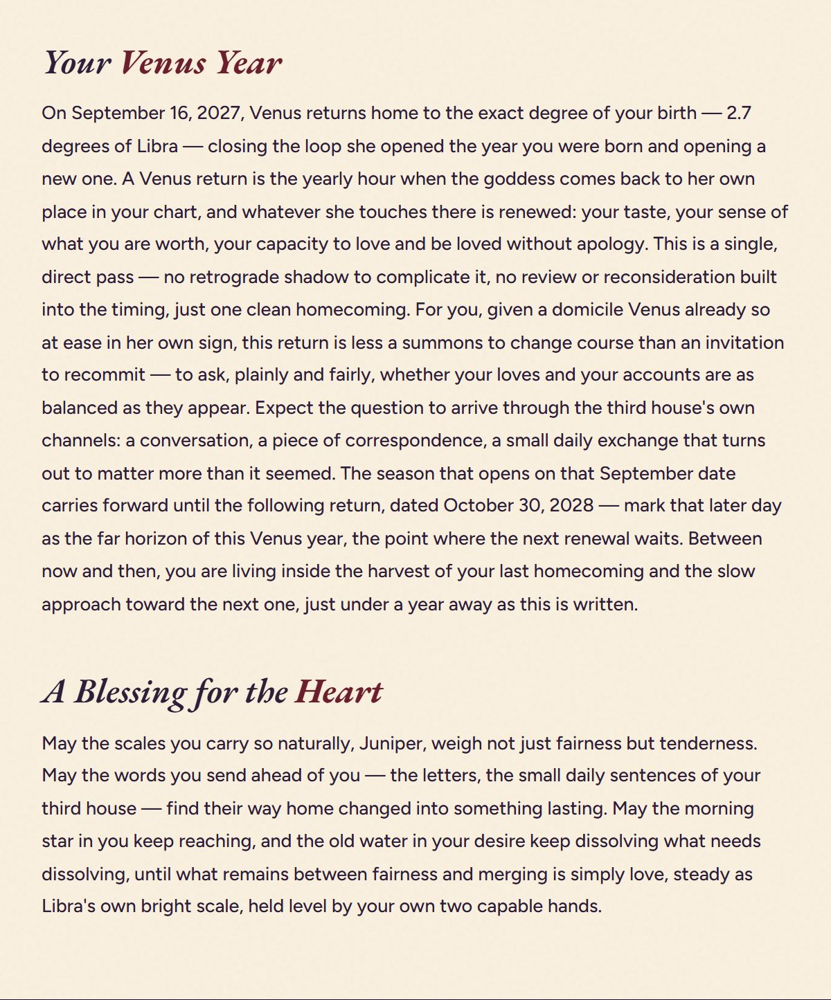 Your Venus year, dated — and a blessing