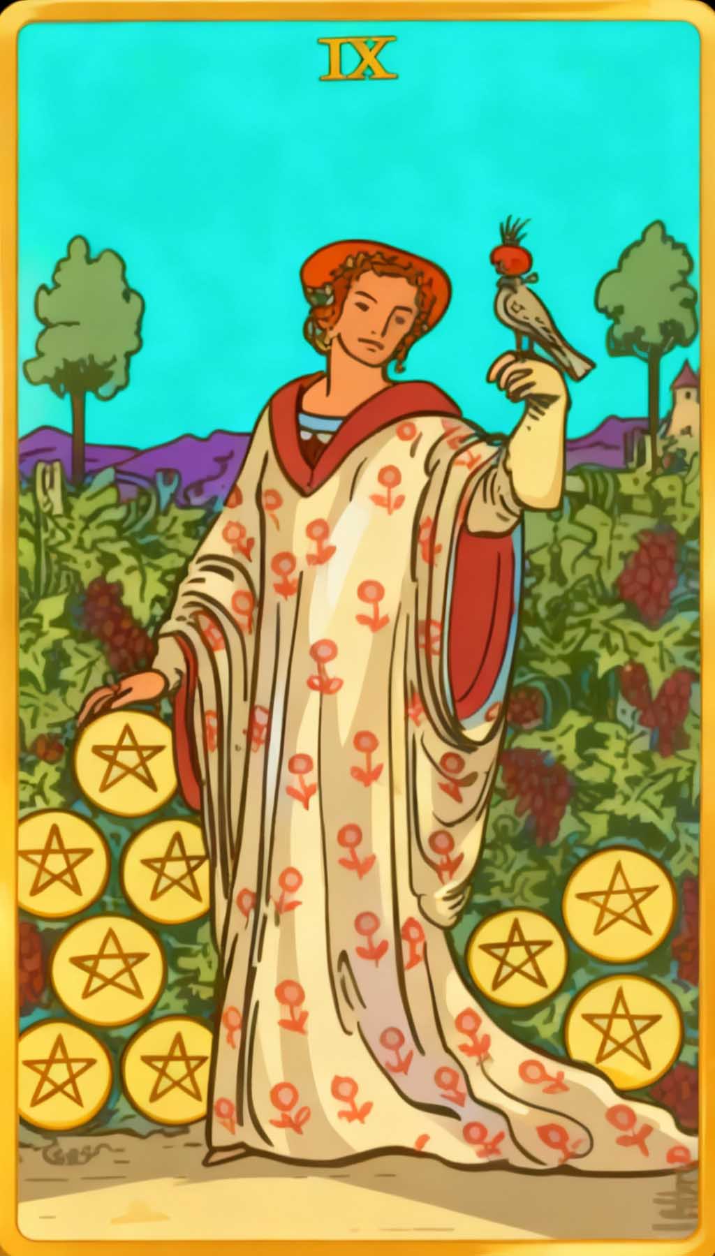 Nine Of Pentacles tarot card