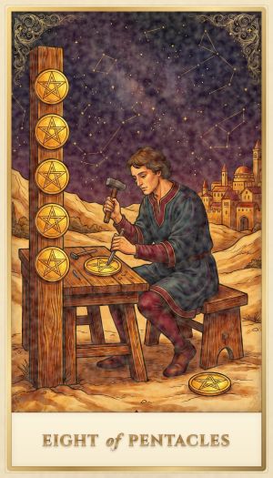 Eight of Pentacles tarot card