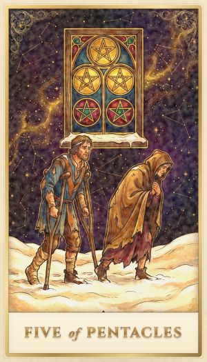 Five of Pentacles tarot card